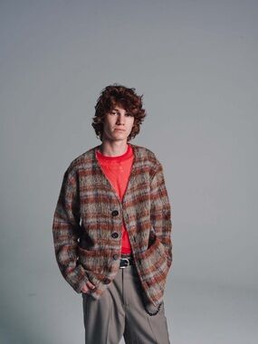 Our Legacy Brown and Cream Wool-Blend Open Cardigan 46